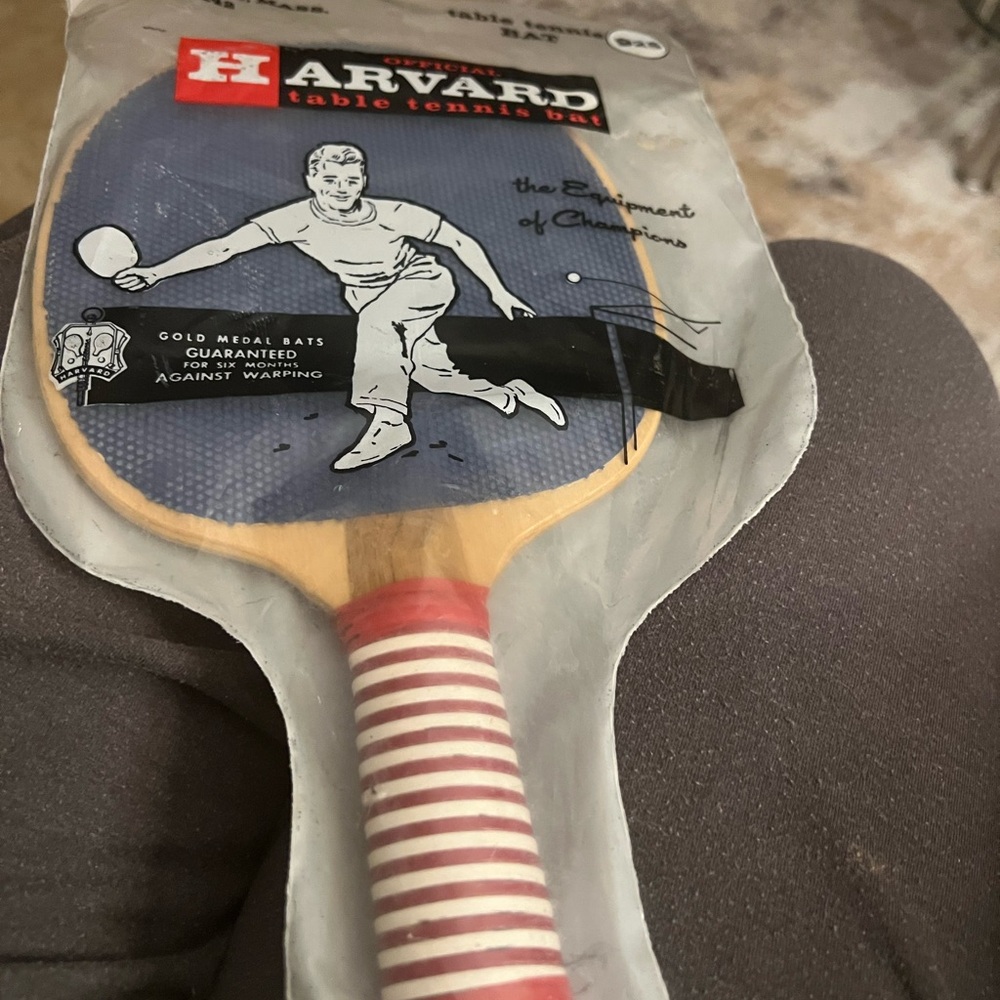 Vintage Harvard Table Tennis Bat with Red and White Handle